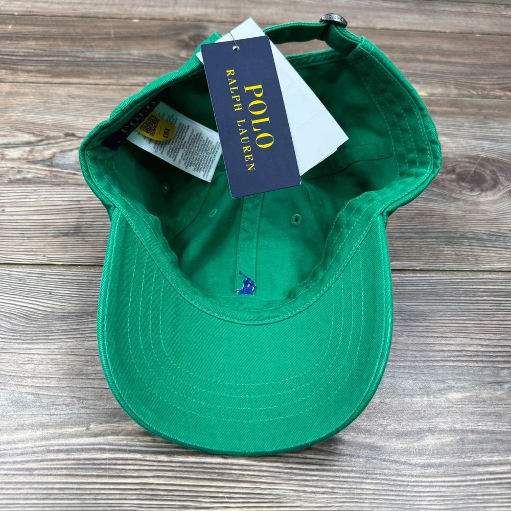 Polo Ralph Lauren Mens OS Iconic Cotton Chino Ball Cap Green Blue Pony NWT